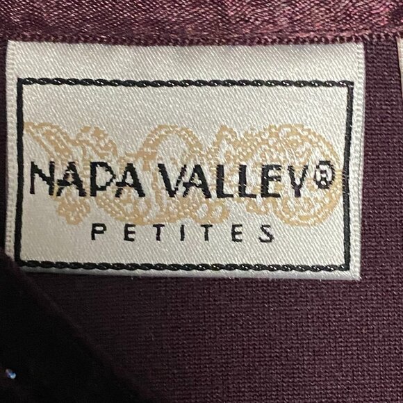 NAPA VALLEY Petites Burgundy Velvet Beaded V-Neck Top 90s Y2K Vintage PM - Picture 8 of 11
